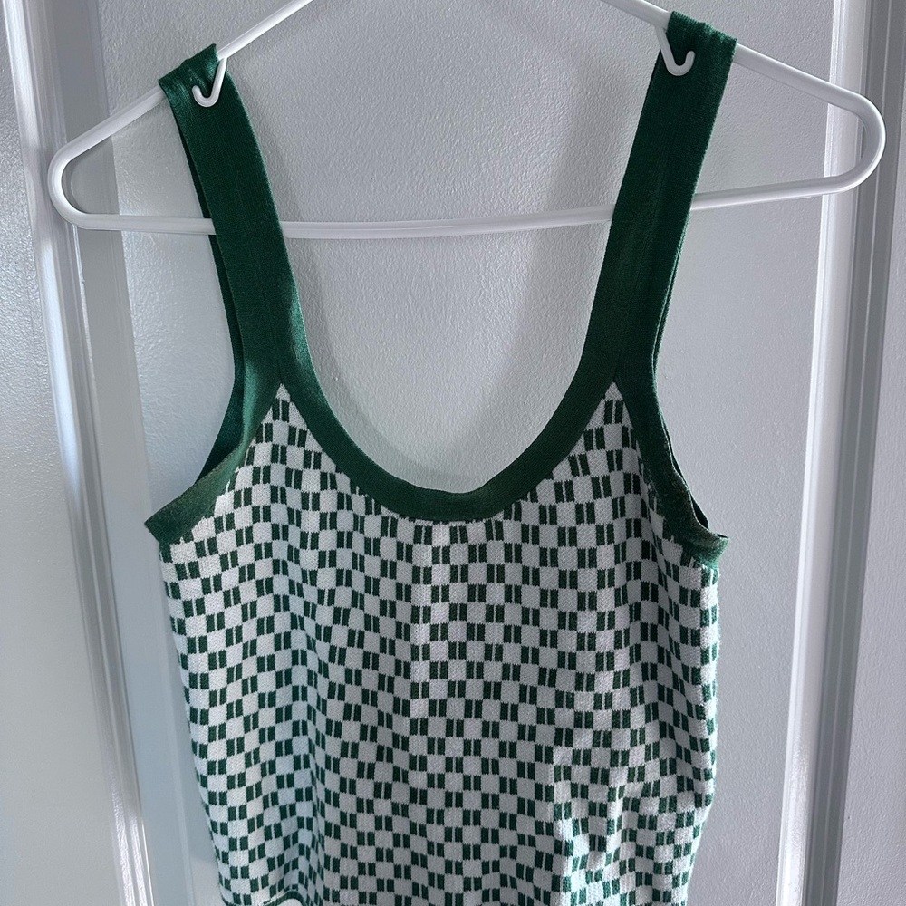 Abercrombie & Fitch Checker Tank Top - Green/White